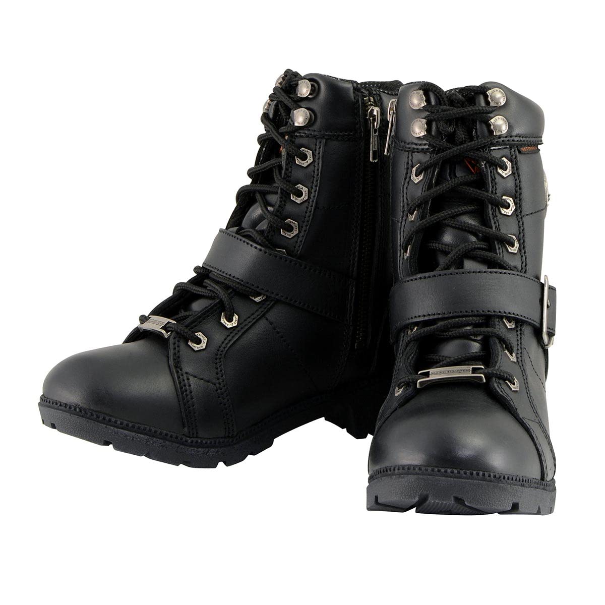Milwaukee Leather MBL9326WP Women's Waterproof Motorcycle Boots - Premium Black Leather Lace-Up Riding Boots for Women - Perfect for Motorcycle Riding, Outdoor Adventures & Casual Wear