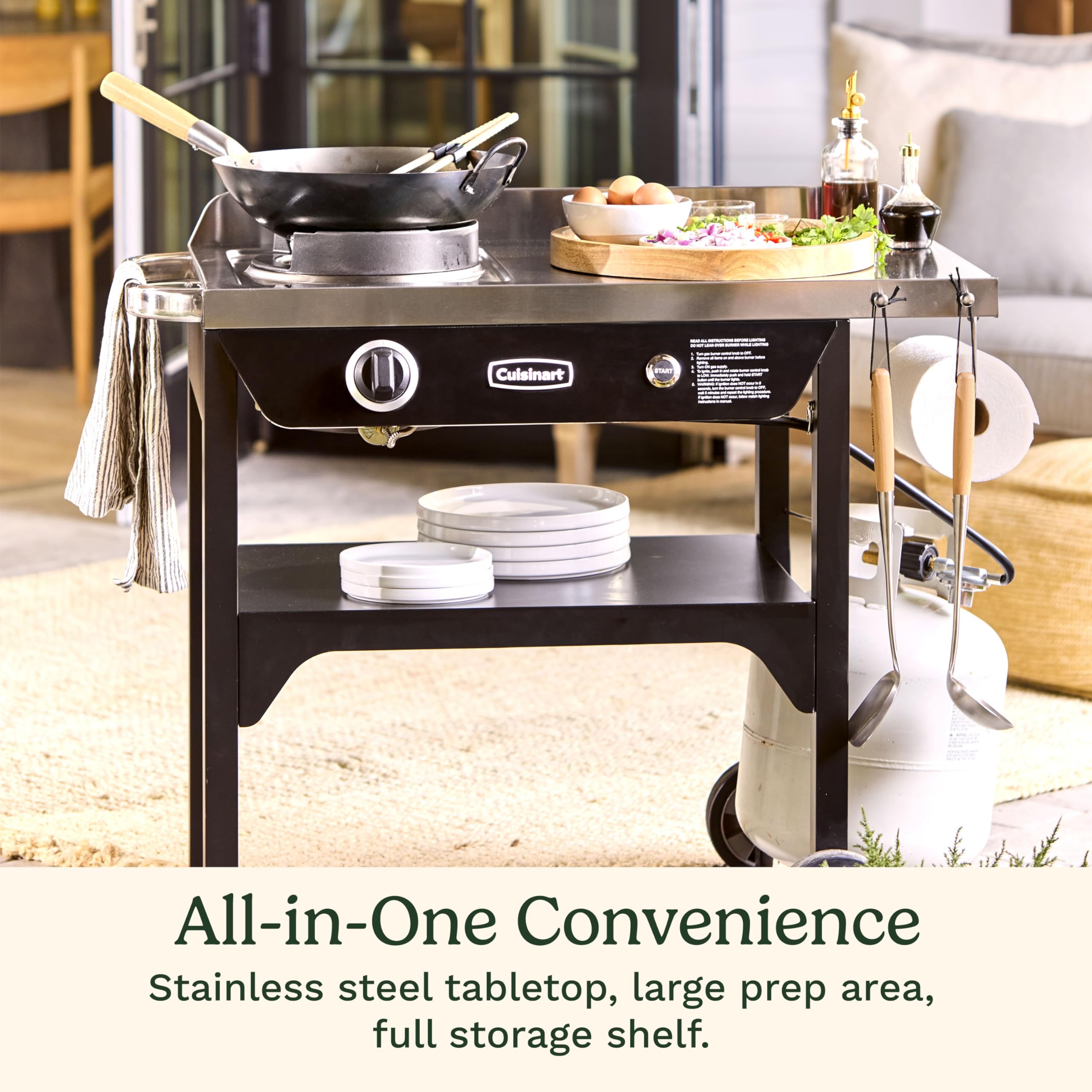 Cuisinart Outdoor Wok Station - 50,000 BTU High-Power Propane Burner with 14