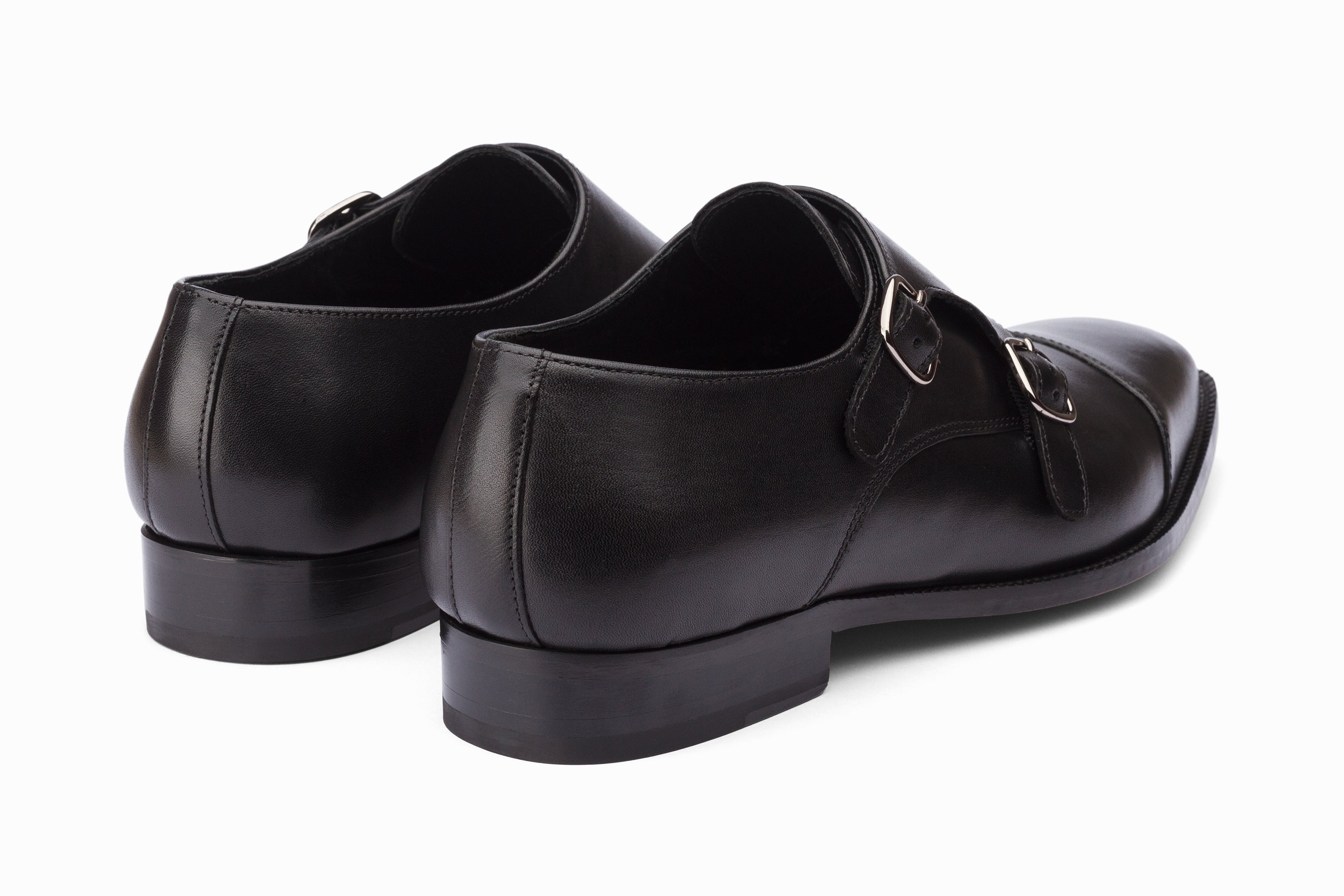 Men's Black Toecap Double Monk Strap Dress Shoes - Classic Formal & Business Attire for Office, Weddings & Special Occasions