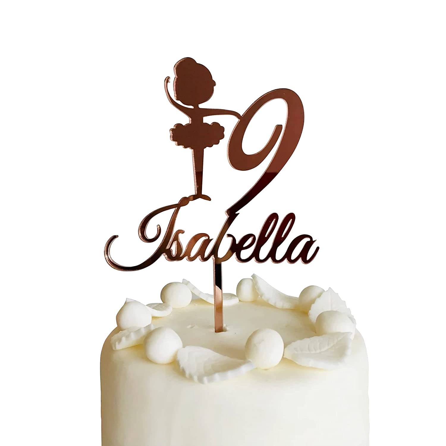 Custom Personalized Cake Topper for Girls - Ballerina Design with Name & Age - Elegant Birthday Cake Decorations for Princess Themed Parties, Ballet Celebrations & Dance Recitals - Perfect for Wedding Showers, Baby Showers & Special Occasions