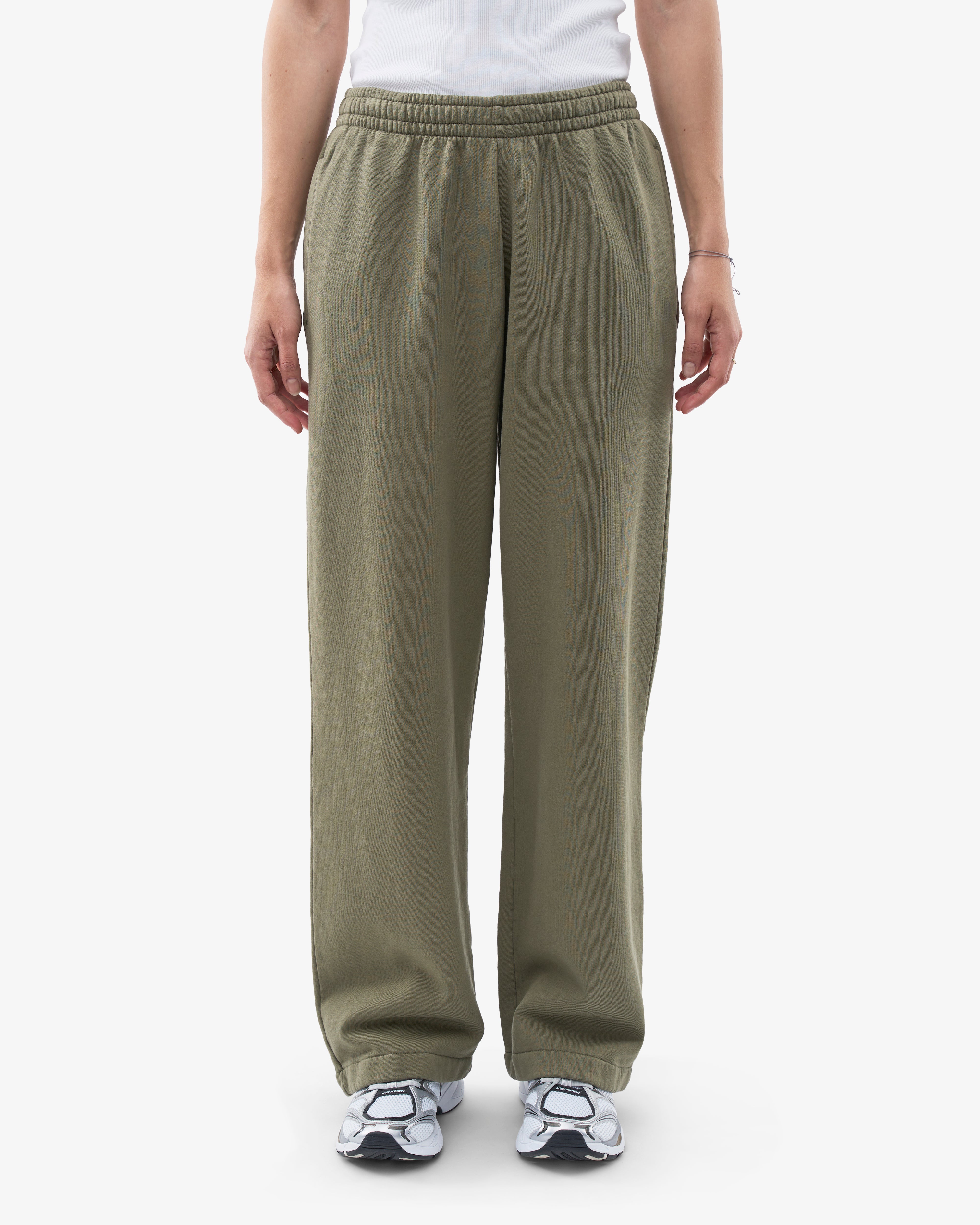 Organic Straight Leg Sweatpants for Women - Soft Comfortable Cotton Joggers in Dusty Olive - Perfect for Yoga, Lounge & Casual Wear