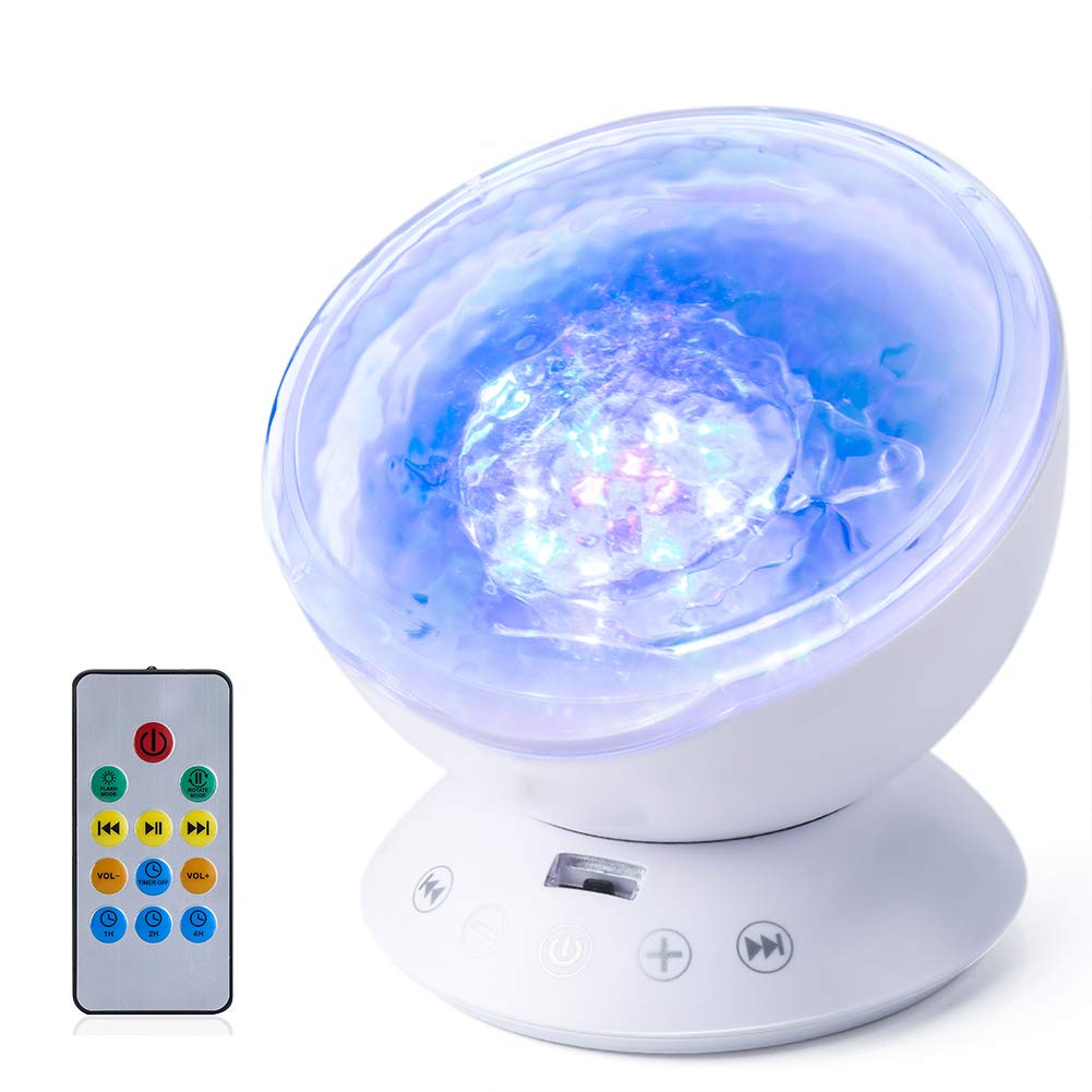 Zhiyavex LED Ocean Wave Projector Light - 7 Color Changing Modes, Multicolor Night Light for Bedroom, Living Room, Party Decor - Perfect for Relaxation, Kids Room, and Romantic Ambiance