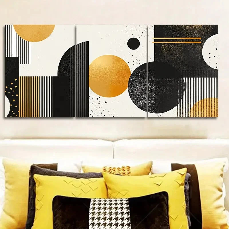 3-Piece Flowing White and Gold Wall Art Set - Framed Canvas 40x60cm | High Quality Australian Made Prints | Ready to Hang | Perfect for Living Room, Bedroom & Office Decor