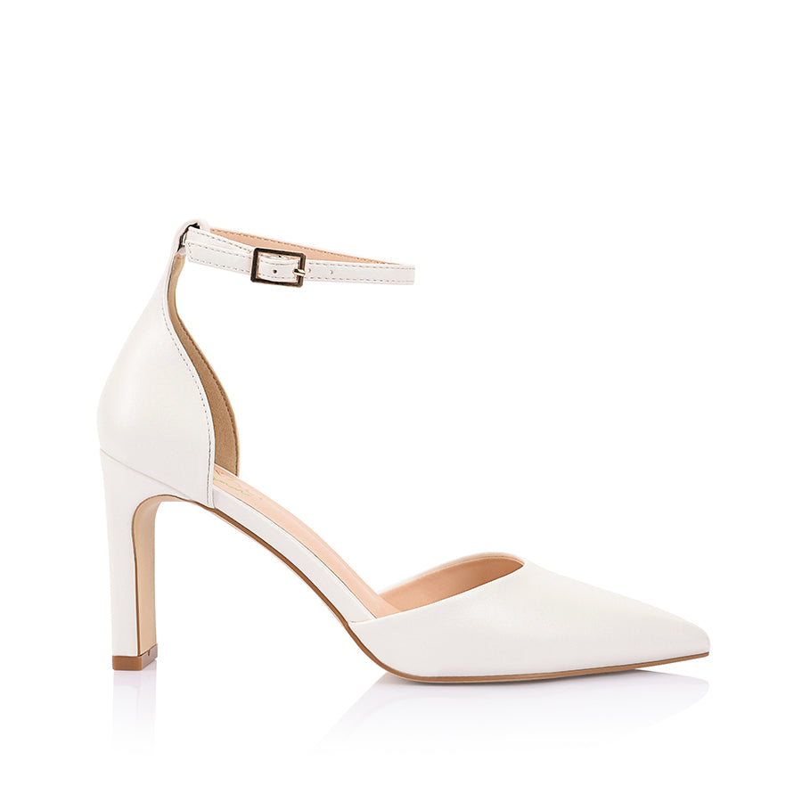 Kosta Women's Closed Toe Block Heels - Comfortable Chunky Low Heel Pumps for Work & Office (Chalk White) | Perfect for Business Casual, Weddings & Professional Events