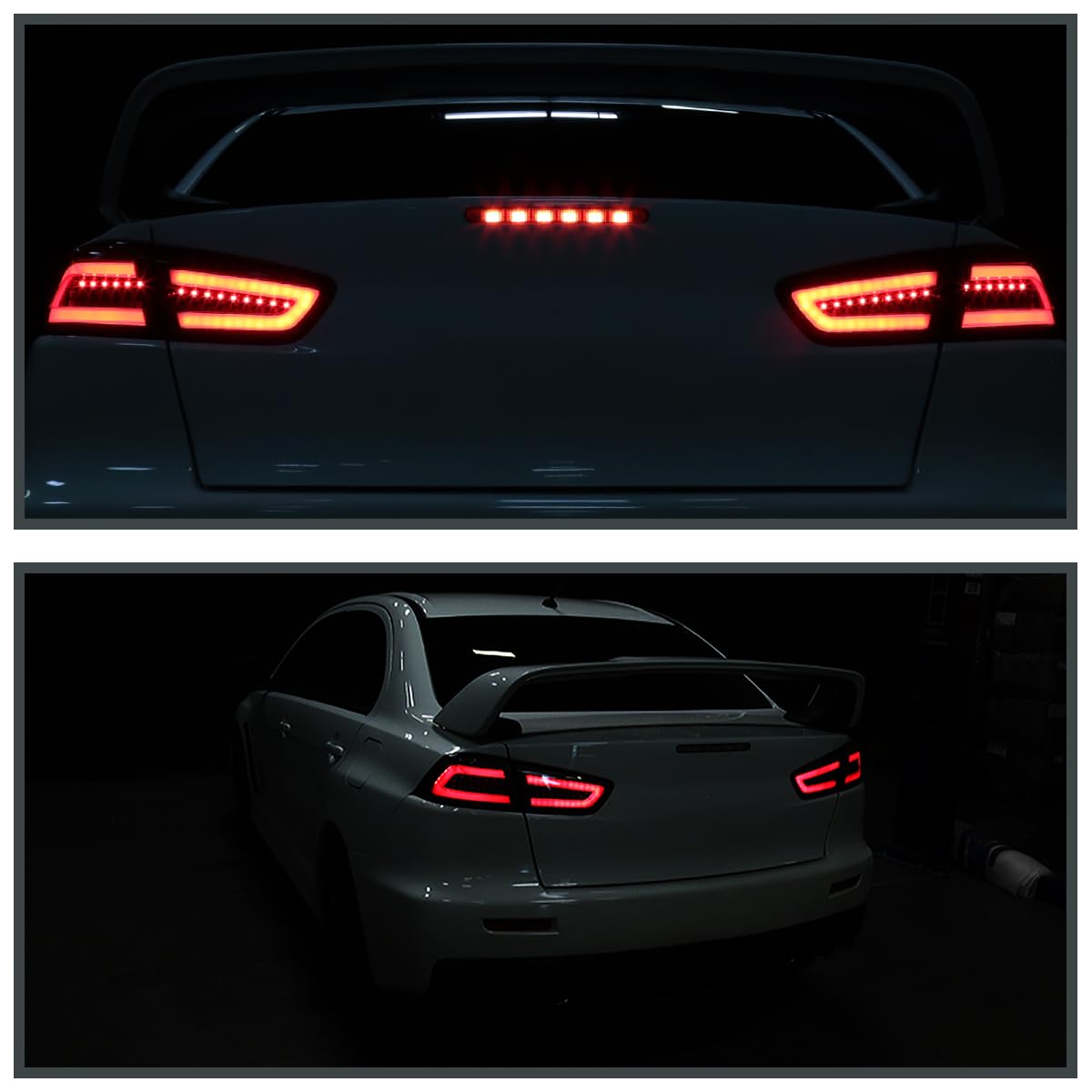 Spec-D Tuning Jet Black Housing Red LED Tail Lights for 2008-2017 Mitsubishi Lancer & 2008-2015 Lancer Evolution - Left & Right Pair Assembly - Upgrade Your Car's Rear Style for Night Driving & Car Shows