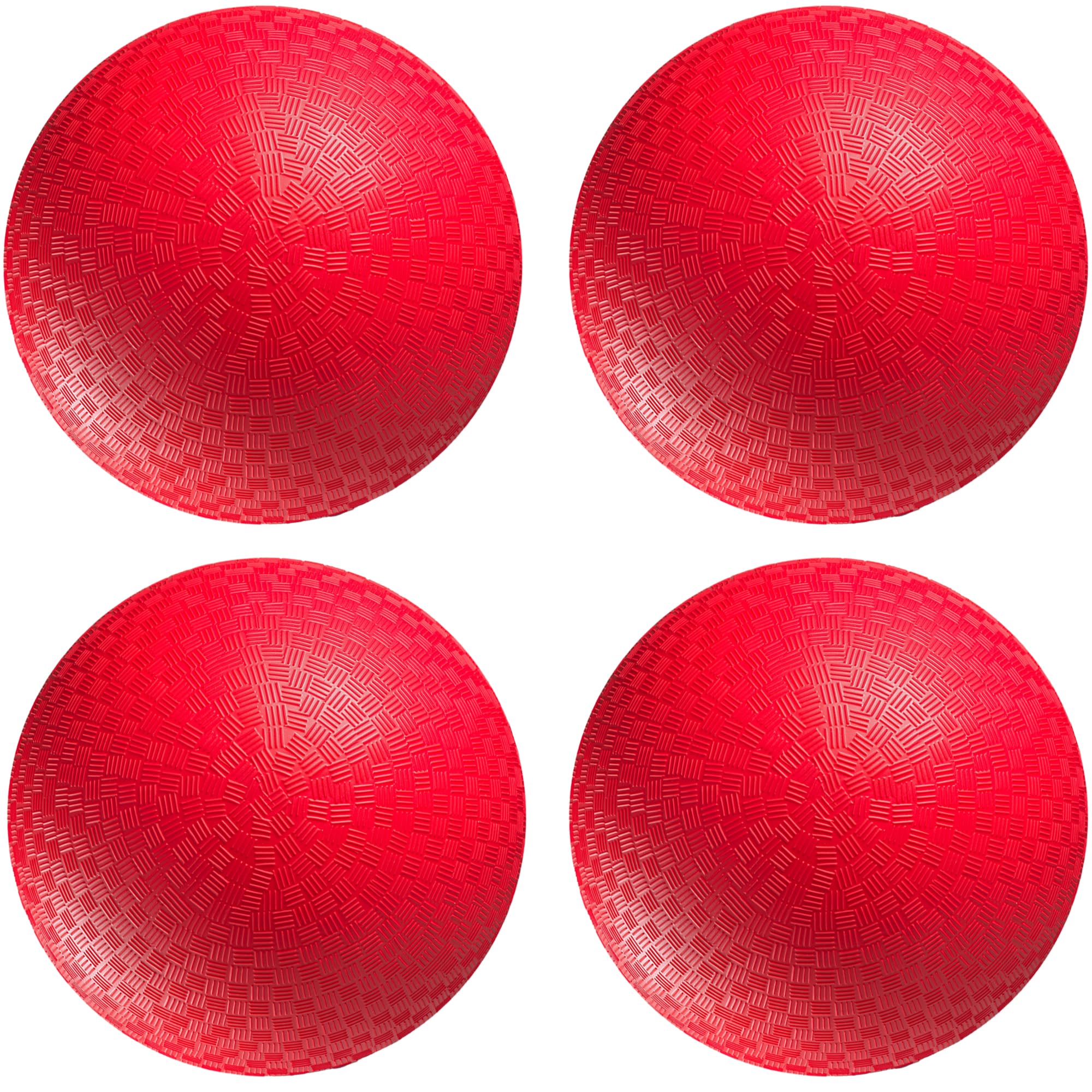 Bedwina 4-Pack 8.5 Inch Red Rubber Playground Balls - Inflatable Kickball, Dodgeball & Four Square Balls for Kids and Adults with Hand Pump - Perfect for Indoor & Outdoor Games, School PE, Recess, Backyard Fun and Team Sports