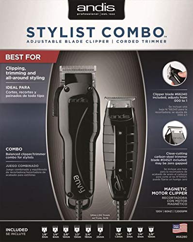 Andis Professional Stylist Clipper & Trimmer Combo Kit for Hair Cutting, Beard Trimming & Grooming - Perfect for Barbers, Salons & Home Use