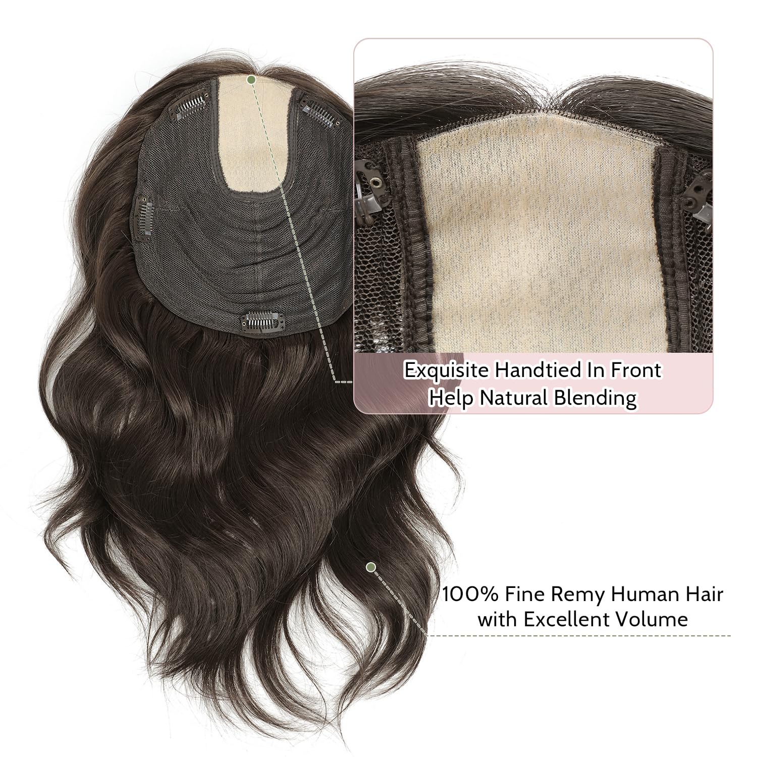 PANEWAY 14-inch Wavy Human Hair Topper with 9x9 Skin Scalp - Natural Looking Hair Piece for Women with Thinning Hair or Hair Loss | Perfect for Daily Wear, Special Occasions & Styling