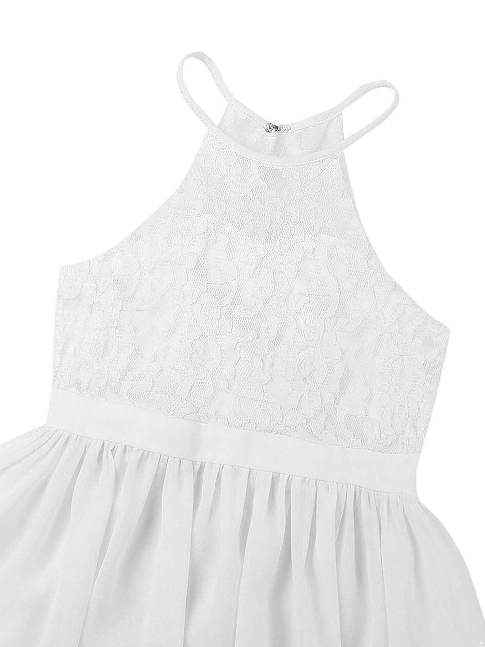 Girls Chiffon Halter Neck Maxi Flower Dress for Wedding, Bridesmaid, Formal Party & Evening Events - Elegant Floral Summer Dress for Kids Special Occasions
