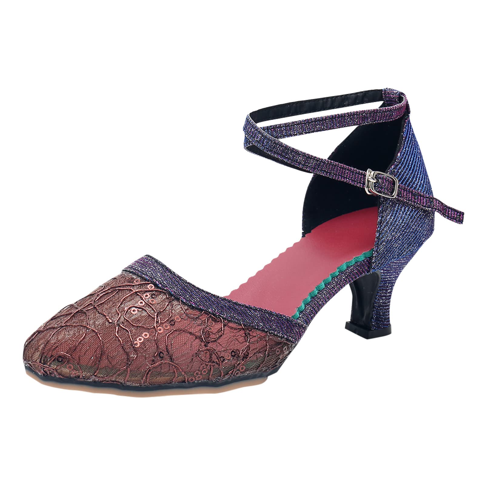 Sexy Women's Closed Toe Mesh Rhinestone Sandals - Latin Dance Shoes with Heels & Sequins | Perfect for Salsa, Ballroom, and Evening Parties