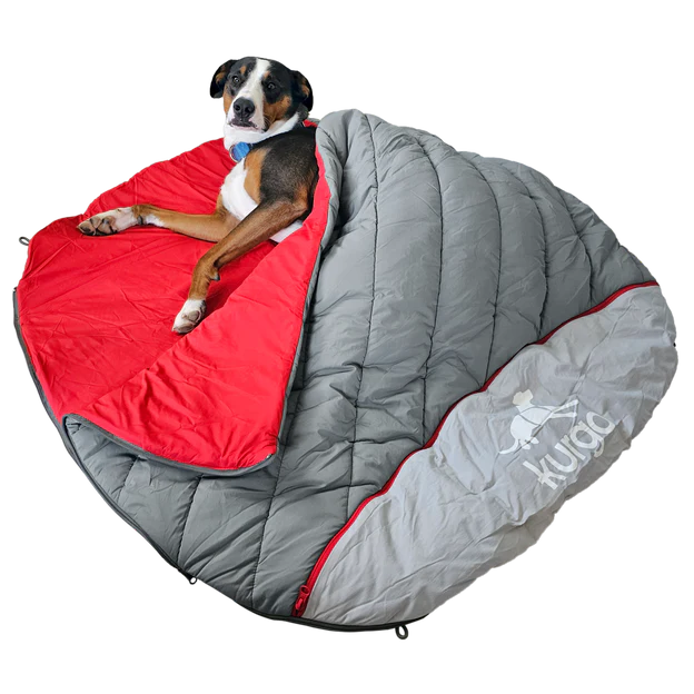 Kurgo® Pup Sack Dog Bed - Soft & Cozy Gray Sleeping Bag for Small to Medium Dogs - Perfect for Travel, Camping & Indoor Use