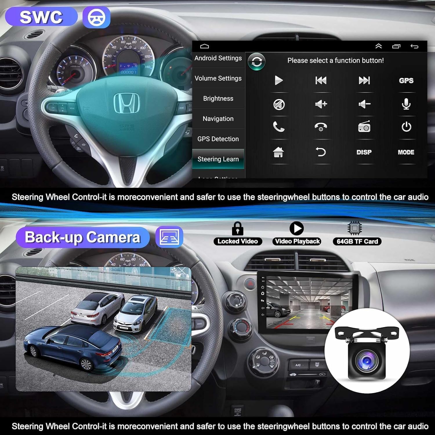 10.1 Inch IPS Touch Screen Car Stereo for Honda Fit 2008-2013 - 4G+64G Android Auto & Wireless CarPlay GPS Navigation System with Bluetooth 5.2/FM/Backup Camera/WiFi/SWC/HiFi - Perfect for Commuting & Road Trips