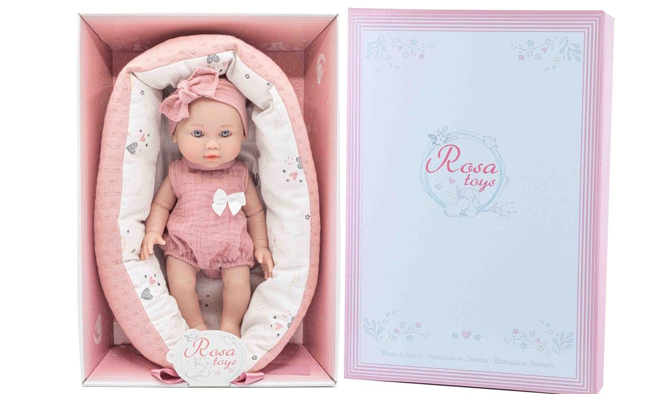 Rosa Newborn Baby Toys with Moses Basket - Soft Plush Infant Toys for Nursery, Baby Shower Gifts & Newborn Photography Props