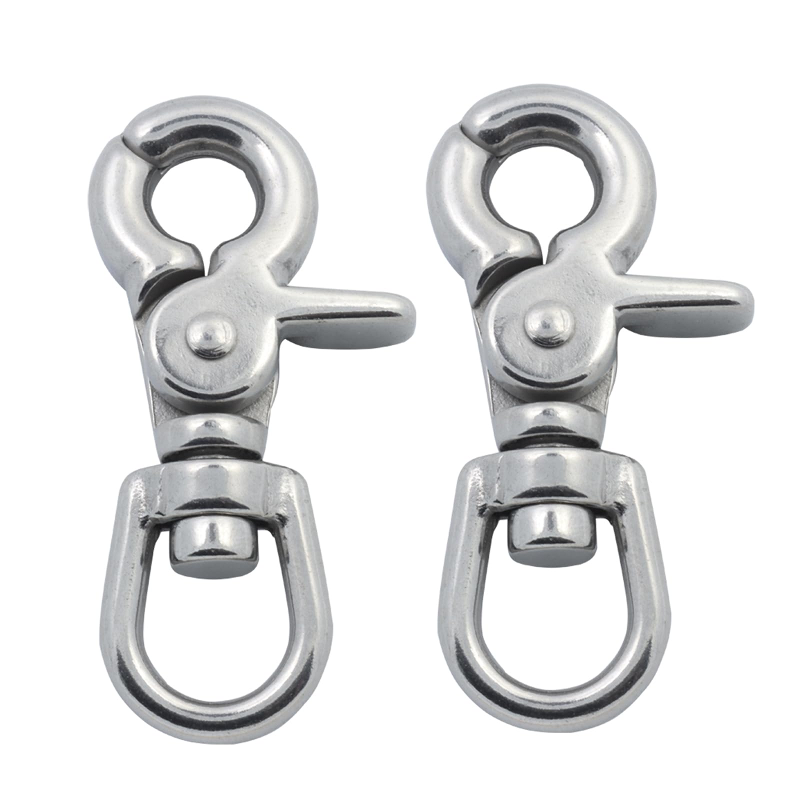 2.6 Inch 316 Stainless Steel Swivel Snap Hooks with Spring Eye - Heavy Duty Bolt Snap Trigger Hooks for Dog Leash, Keychain, Tarp Covers (2 Pack) - Perfect for Outdoor Activities, Camping Gear & Pet Accessories