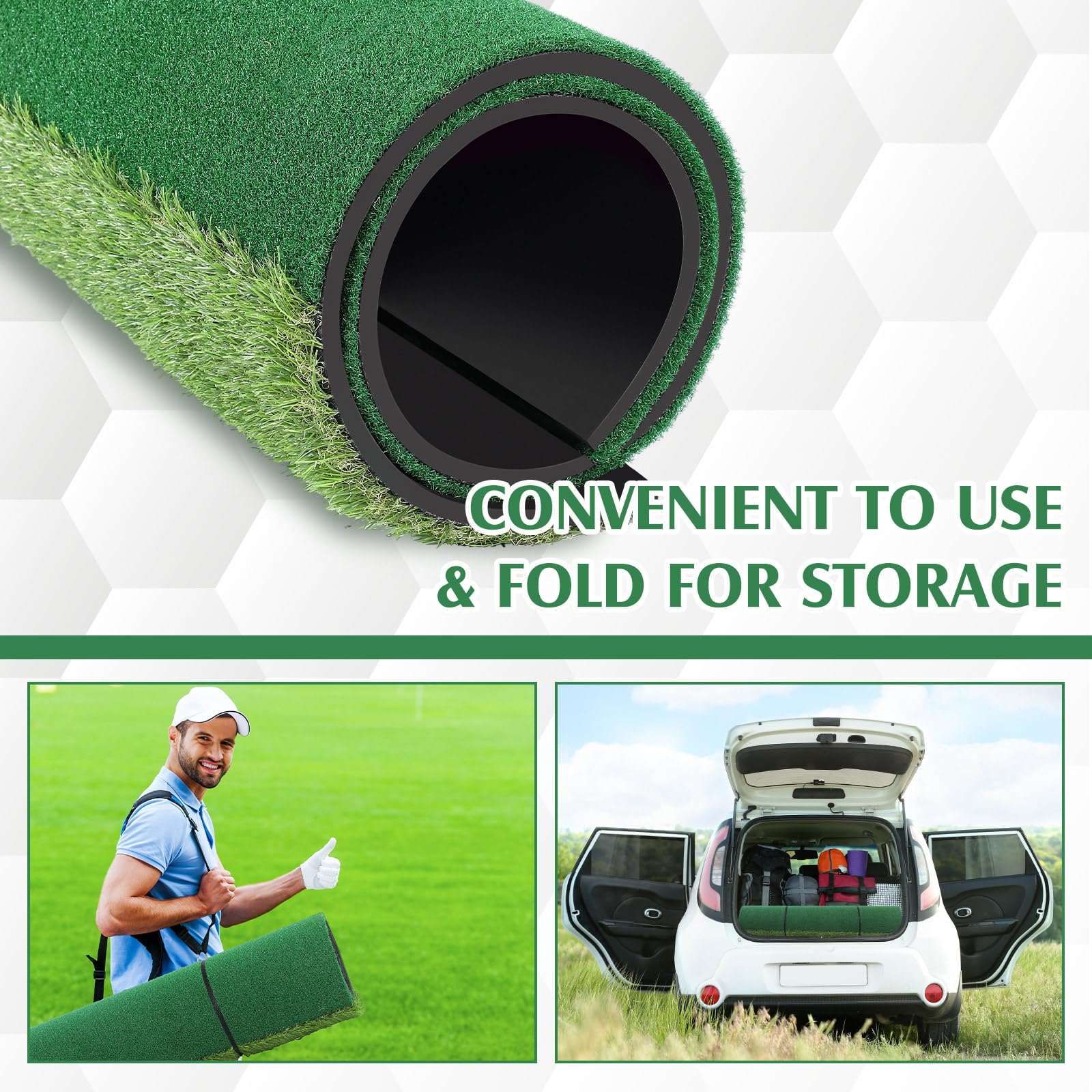 Premium 5x4 ft Golf Hitting Mat Set with Nylon Turf - Thickened Practice Mat Includes 3 Rubber Tees, 6 Golf Balls & 6 Tees - Perfect for Indoor/Outdoor Golf Training, Chipping & Swing Practice - Ideal for Backyard, Garage & Driving Range Use