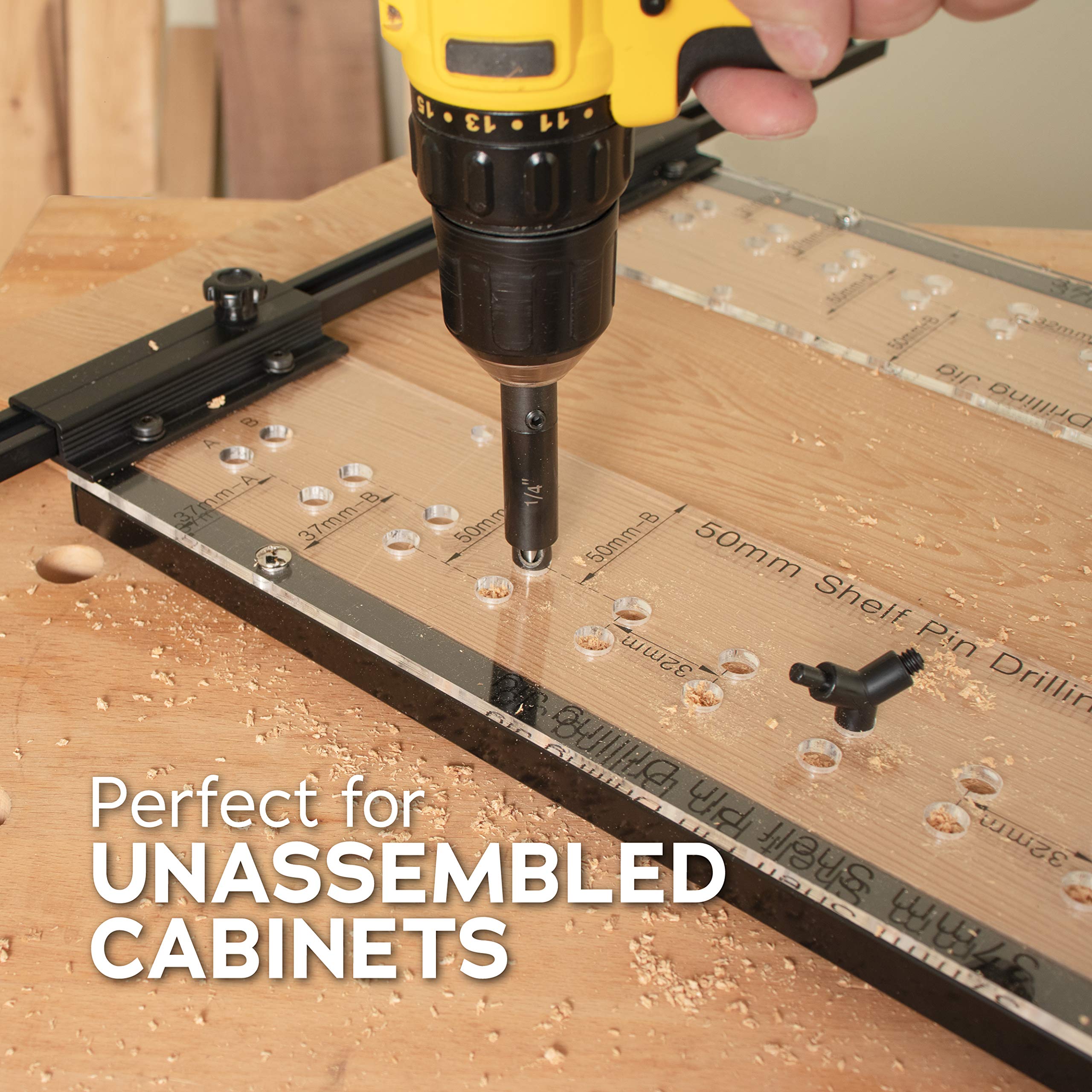 Premium Shelf Pin Drilling Jig with 1/4