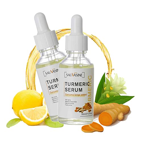 Turmeric Dark Spot Corrector Serum for Face - Brightening & Whitening Repair Treatment (2 Pack) - Fades Hyperpigmentation & Even Skin Tone for Glowing Complexion - Perfect for Daily Skincare Routine & Nighttime Use