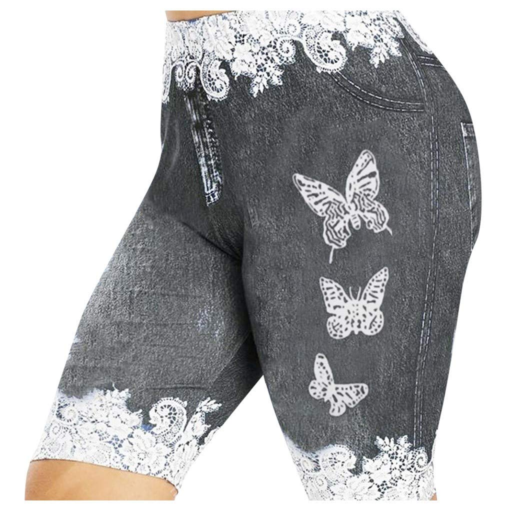 Women's Denim Casual Faux Skinny Shorts - Printed Plus Size Jeggings Pants & Short Dresses | Perfect for Summer Outfits, Beach Wear and Casual Street Fashion