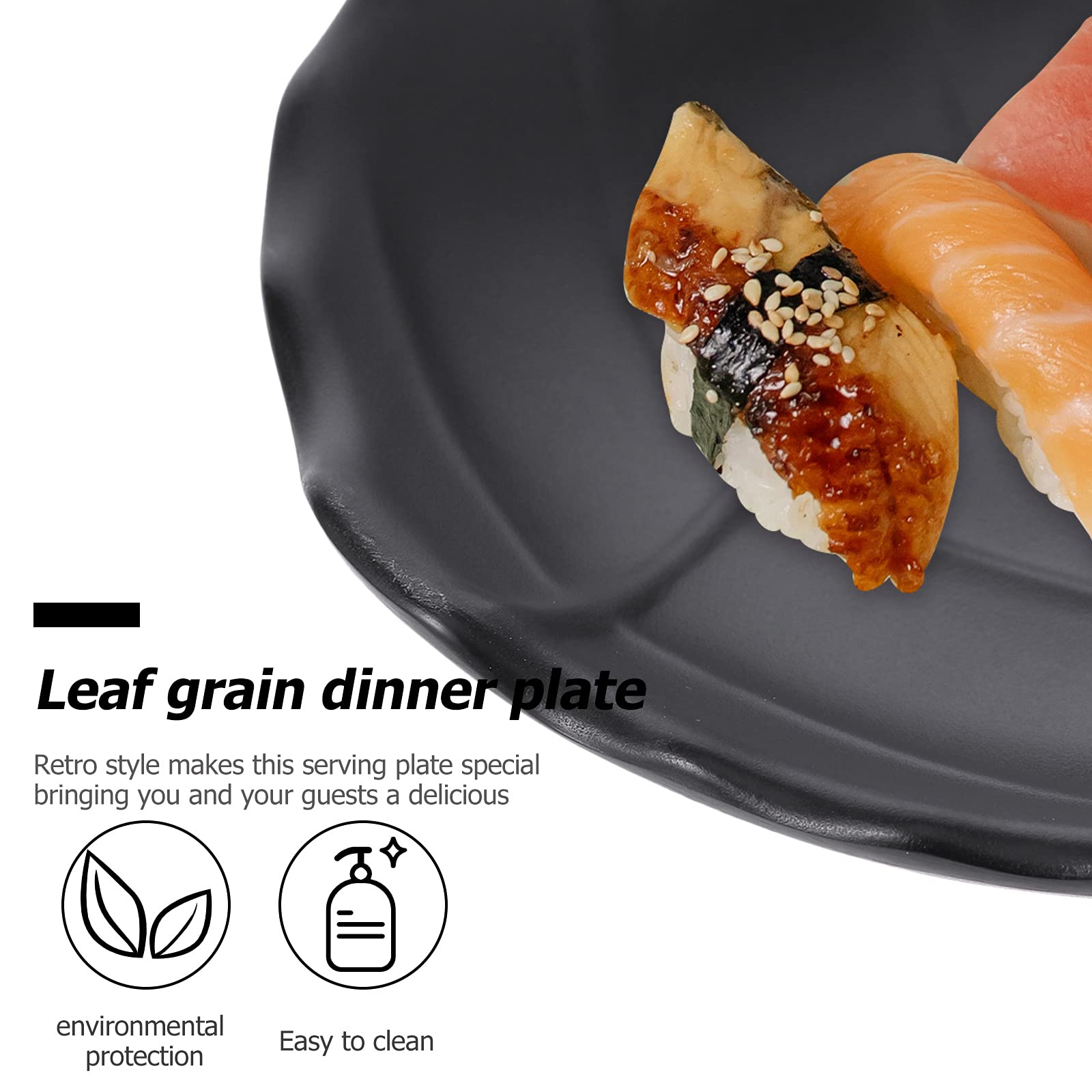 ABOOFAN Leaf-Shaped Melamine Snack Plate - 1pc Black Decorative Dish for Snacks, Salad, Fruit, Jewelry | Perfect for Parties, Picnics, Home Decor & Gift Giving