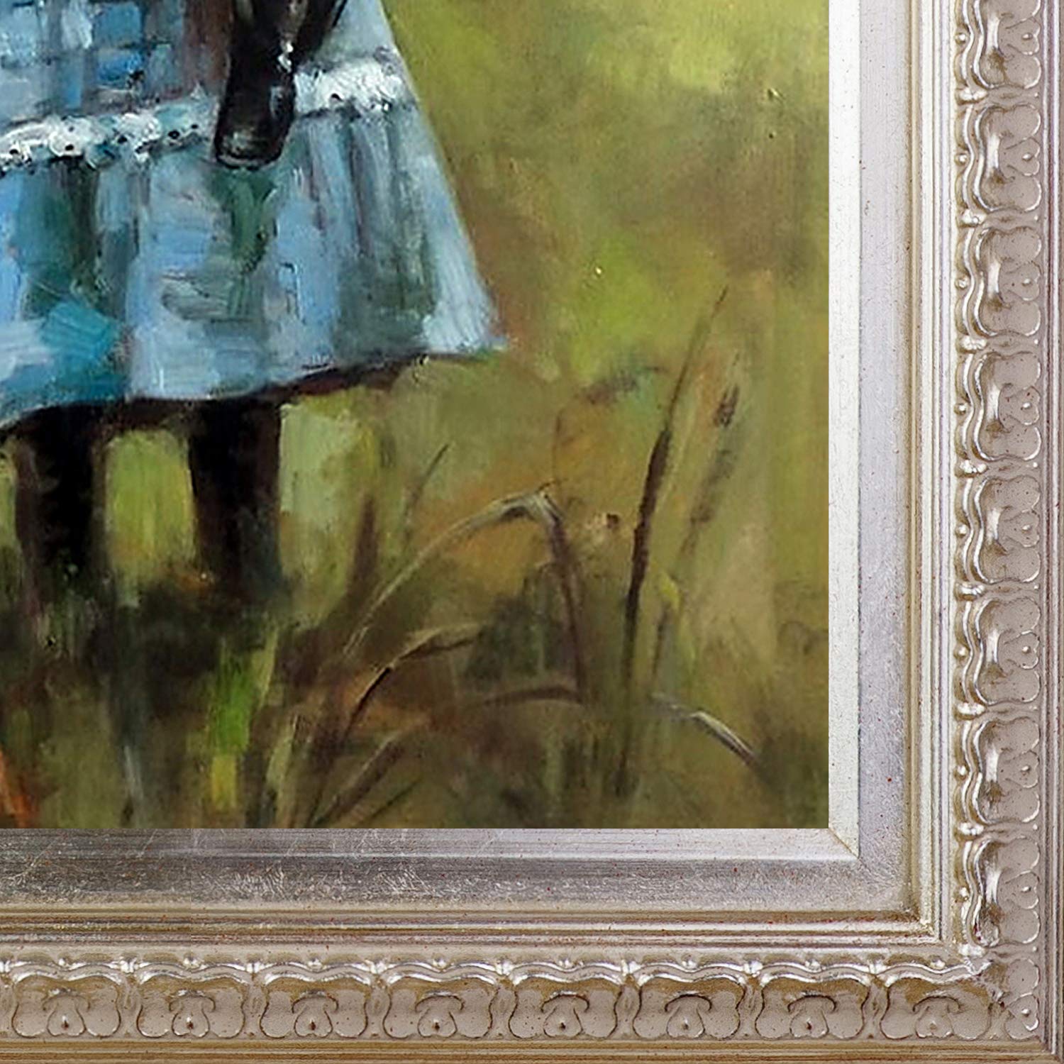 La Pastiche THR7185-FR Hand Painted Oil Painting Reproduction - 'Daisy Field' with Elegant Champagne Frame, 20x24 Inches - Perfect for Living Room, Bedroom or Office Wall Decor