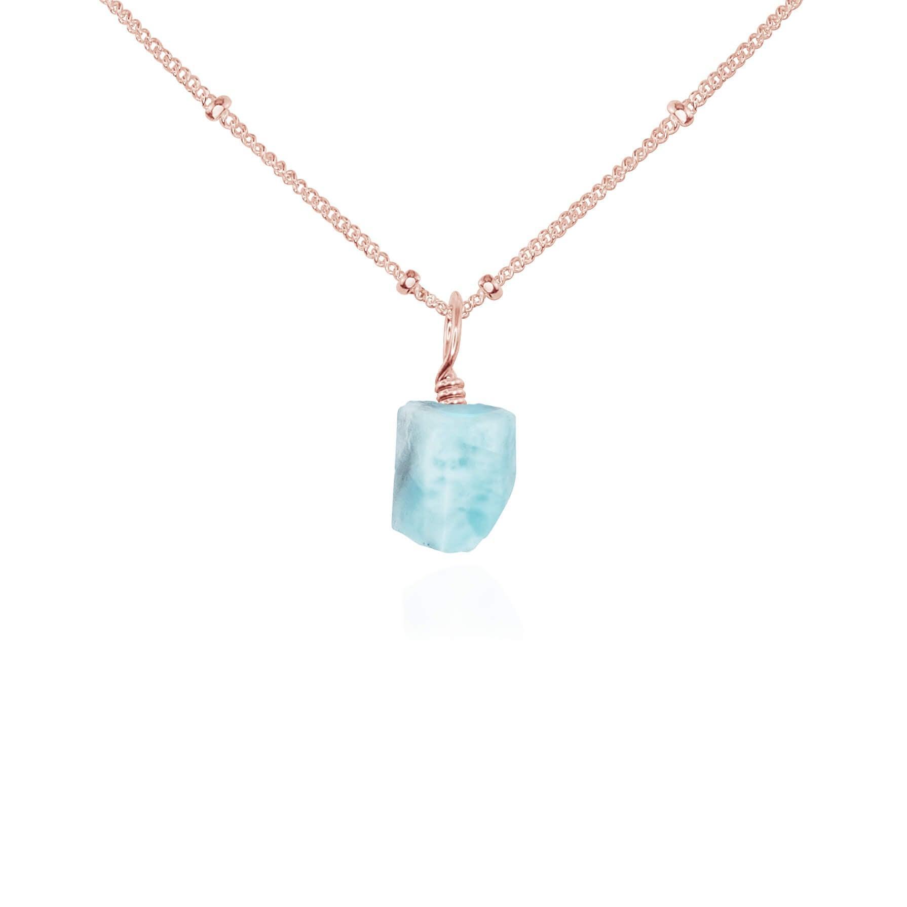 Natural Raw Larimar Pendant Necklace - Handmade Blue Gemstone Jewelry for Women - Perfect for Beach Vacations & Boho Fashion