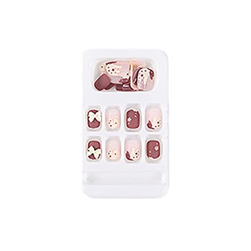 Short Coffin Press On Nails for Women - Elegant ABS Fake Nails with Trendy Nail Art Designs | Perfect for Dating, Party, Wedding & Prom | Easy to Apply & Reusable