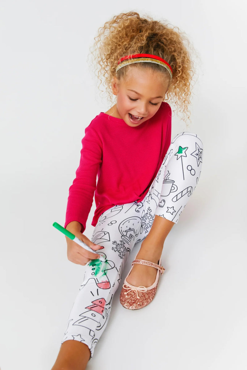 Festive Christmas Coloring Leggings for Women - Fun Holiday Print Pants for Parties & Gifts | Perfect for Xmas Celebrations, Family Gatherings & Cozy Winter Days