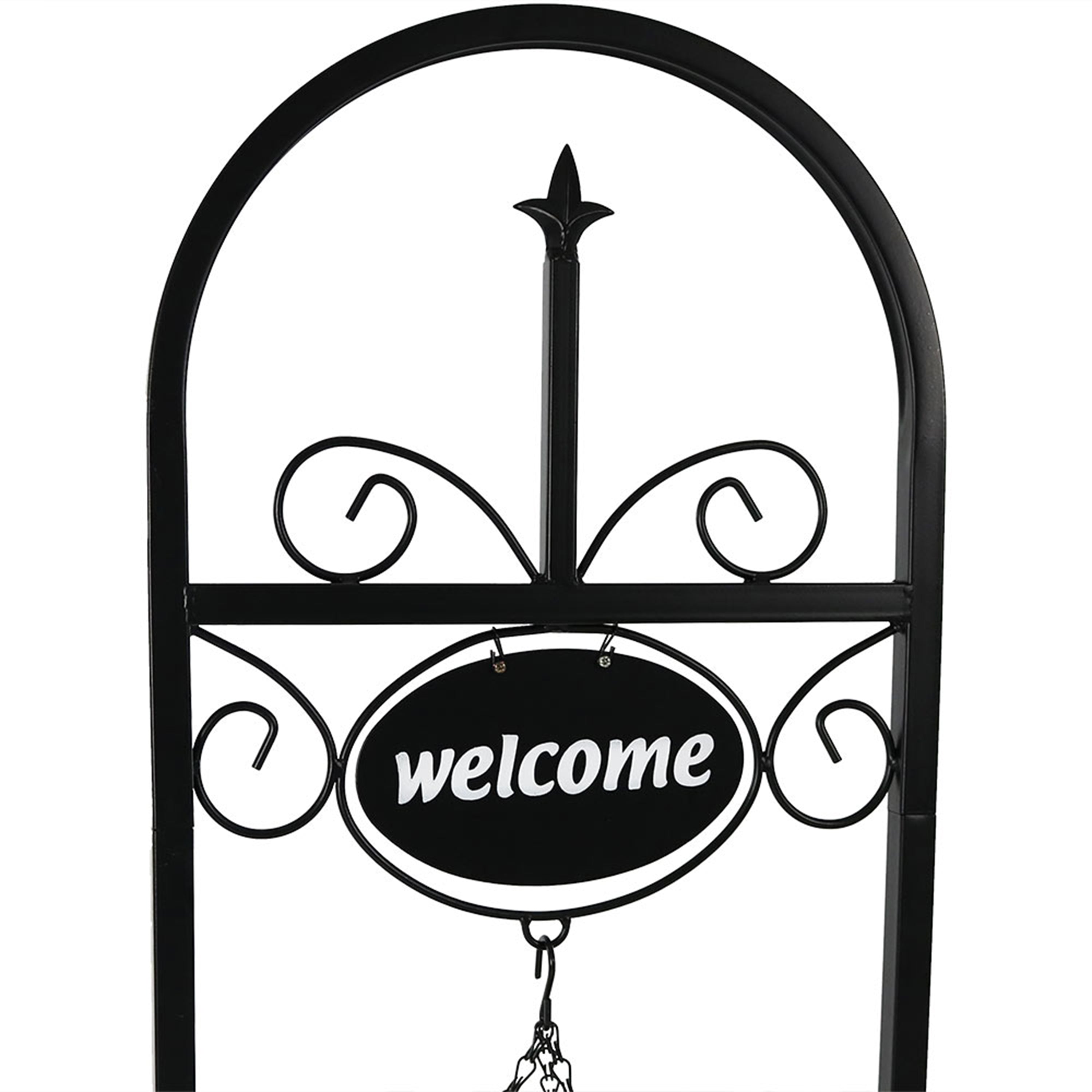 48 Inch Sunnydaze Outdoor Welcome Sign with Hanging Basket Planter Stand - Perfect for Porch, Garden & Front Door Decor