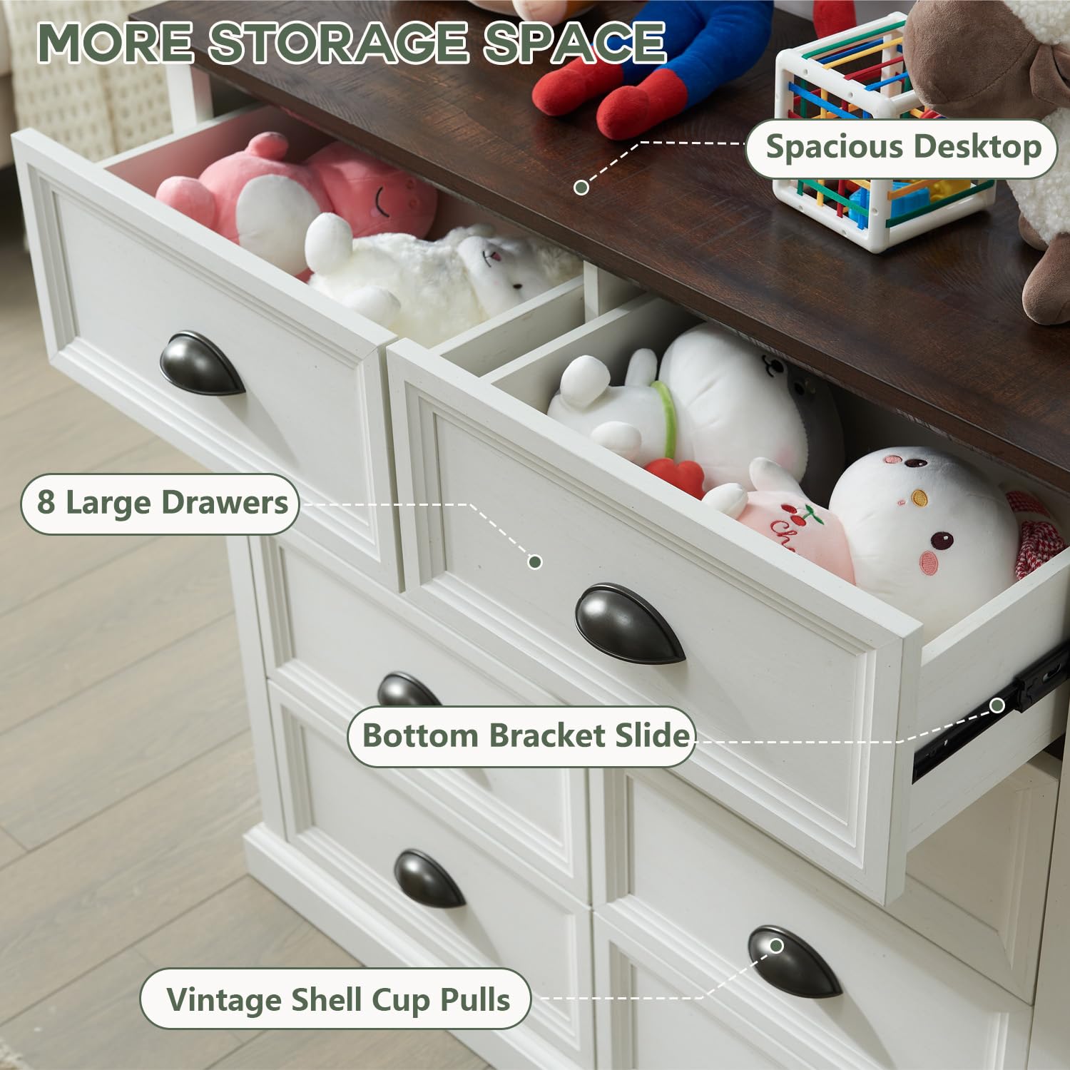 Farmhouse 8-Drawer Dresser for Bedroom - 39