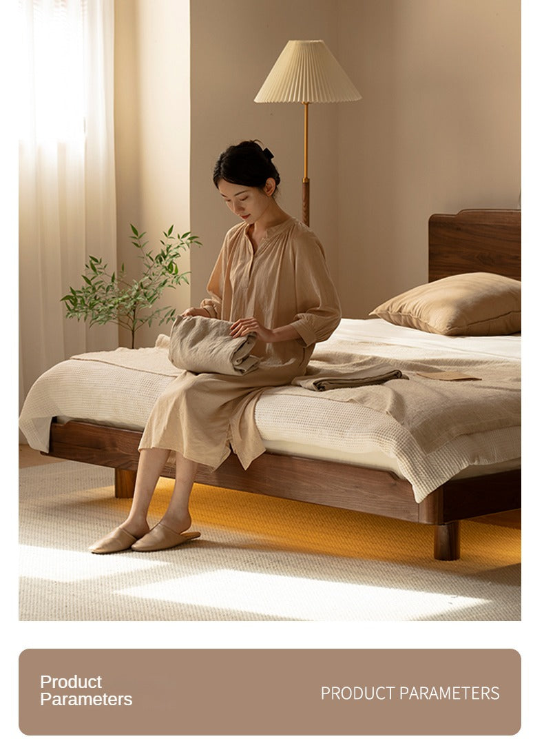 Solid Black Walnut Wood King Size Bed with LED Lighting - Perfect for Master Bedroom, Guest Room & Luxury Home Decor