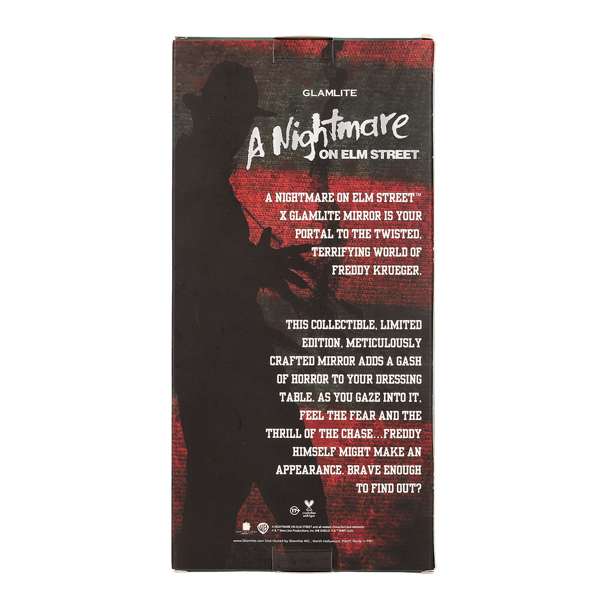 Glamlite x A Nightmare On Elm Street Horror Makeup Mirror - Perfect for Halloween Cosplay & Themed Parties