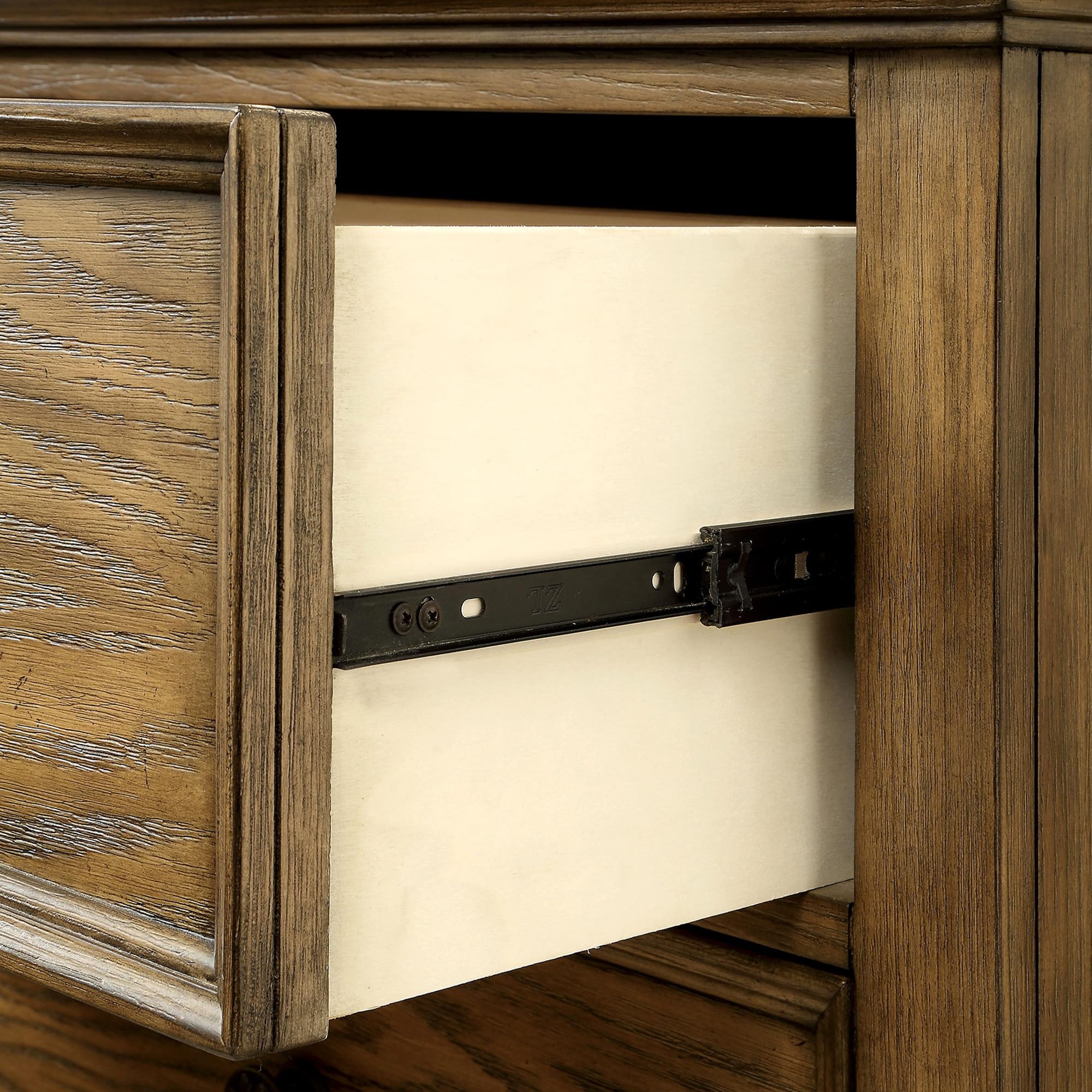 Furniture of America Monica Industrial Wood 2-Drawer Nightstand in Dark Oak - Modern Bedside Table for Bedroom, Living Room & Office Storage