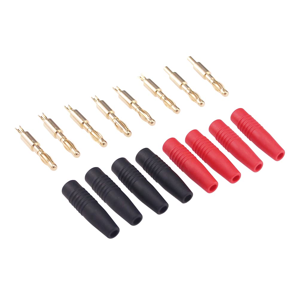 4mm Solder Type Banana Plug Male Bullet Connector - 4 Pairs for RC LiPo Battery Charger Adapter | Perfect for DIY Electronics, RC Cars, and Power Tool Charging Stations