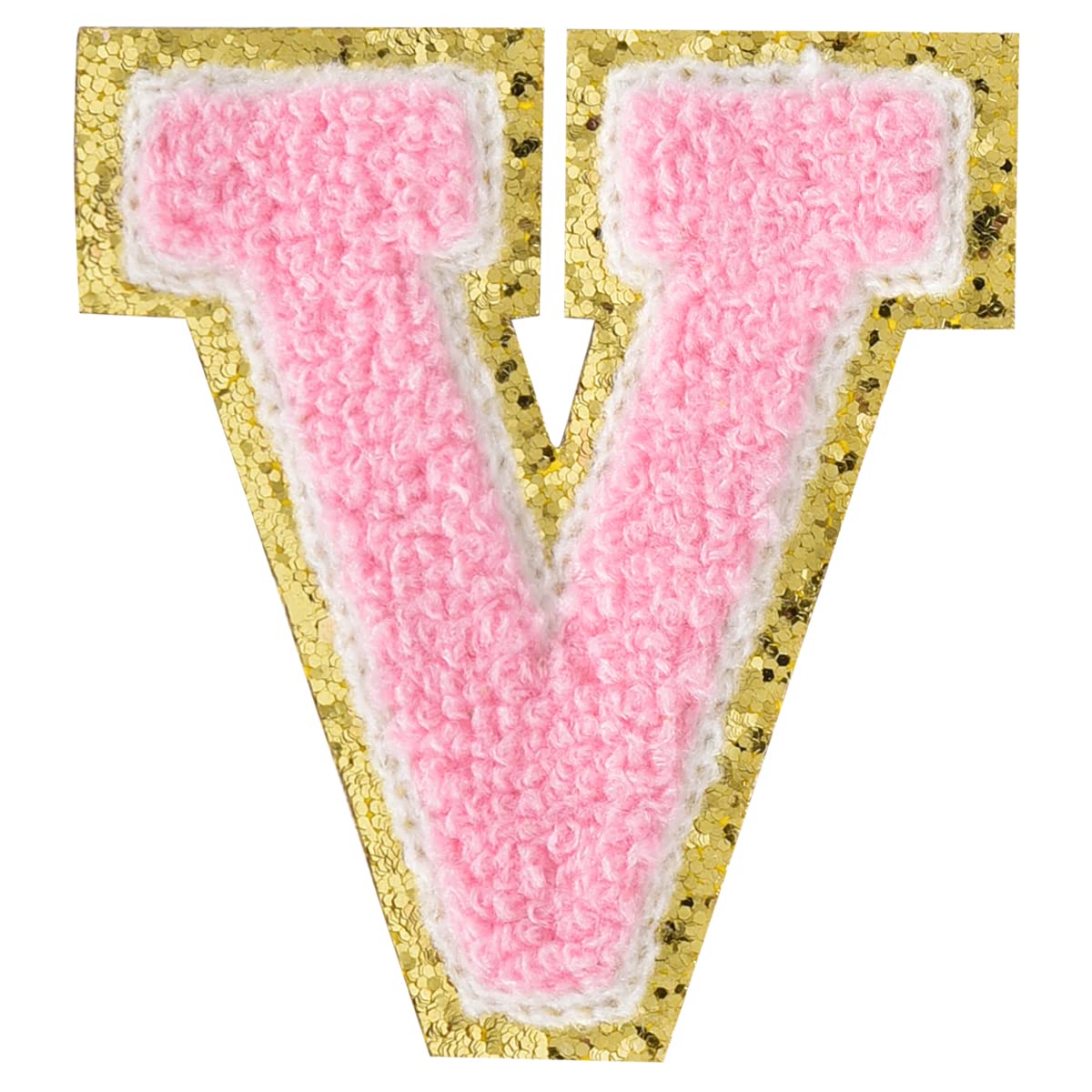 Pink Varsity Letter Patches - 6PCS Iron-On Chenille Embroidery Letters for Clothing & Backpacks (3.14inch Height V) - Perfect for DIY Jackets, School Spirit Wear & Customized Gifts