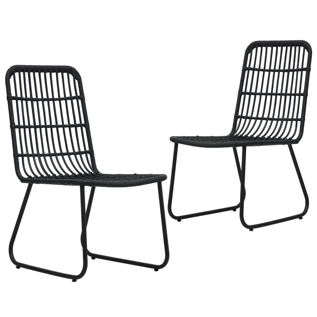 2-Pack Black Poly Rattan Patio Chairs - Outdoor Dining, Lawn, Garden, Deck, and Backyard Seating for Relaxing and Entertaining