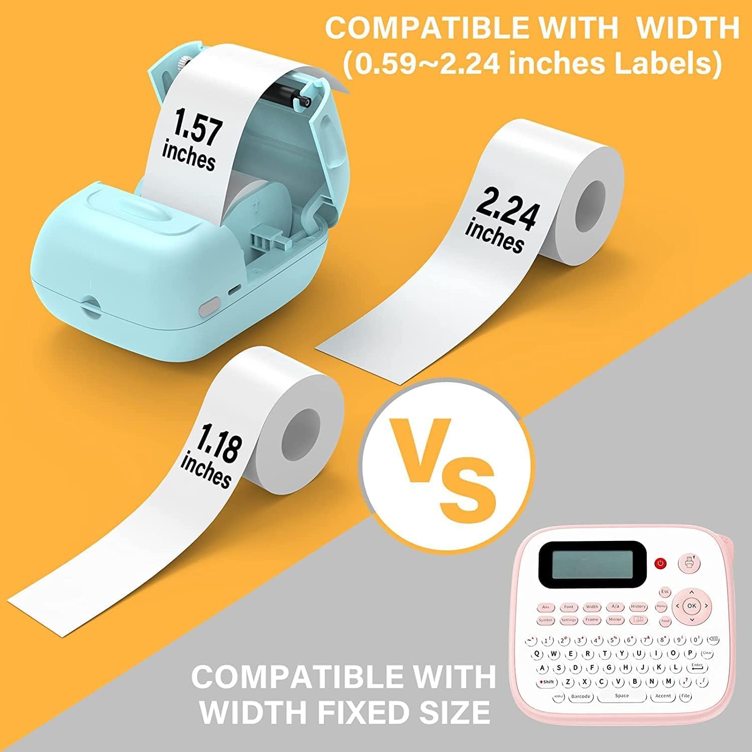 MARKLIFE Portable Bluetooth Label Maker Machine with Tape - Thermal Barcode Printer for Address, Clothing, Jewelry, Retail & Small Business | Home & Office Use (Blue + 3 Labels: White/White/Clear) | Perfect for Organizing, Shipping & Inventory Management