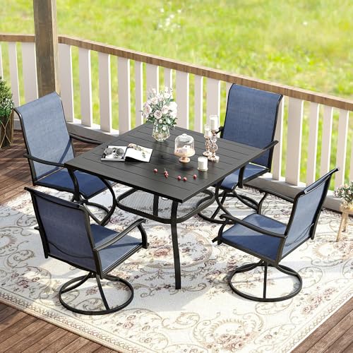 Black Table/ Blue Chairs
