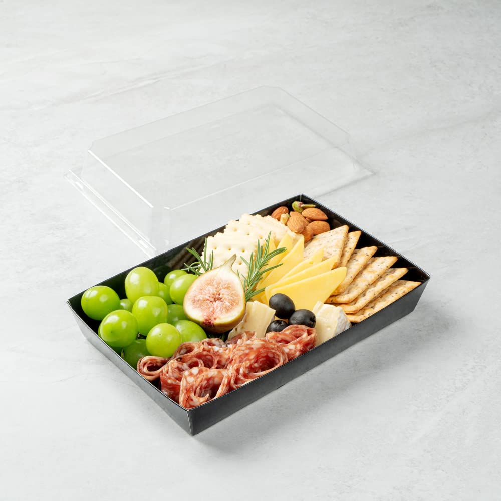 Restaurantware Matsuri Vision 9x6x1.5 Inch Large Disposable Sushi Trays - 100 Greaseproof Black Paper Sushi Containers for Entrees & Desserts (Lids Sold Separately) | Perfect for Japanese Restaurants, Catering & Takeout