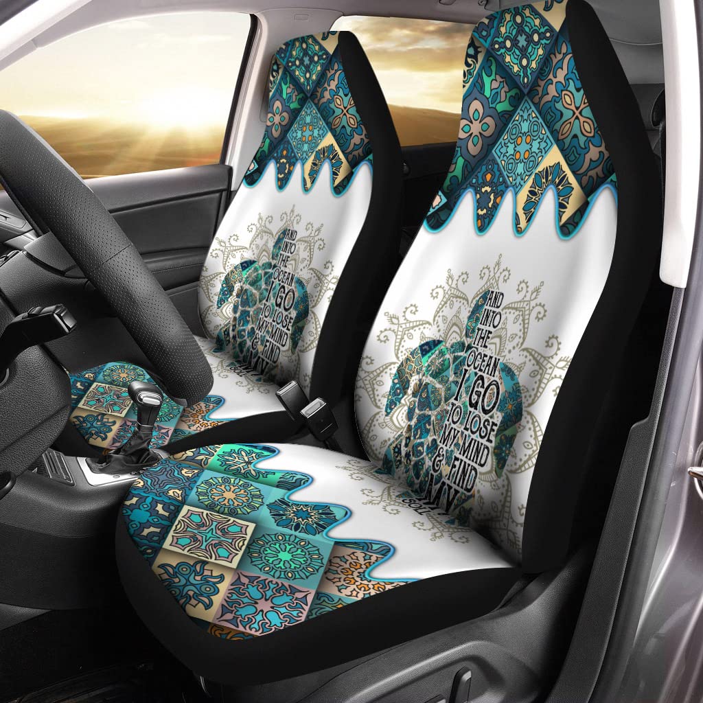 Premium Universal Car Seat Covers Set of 2 - Sea Turtle Design, Breathable & Non-Slip for Cars, Sedans, Trucks, SUVs & Vans | Perfect for Road Trips, Commuting & Family Travel