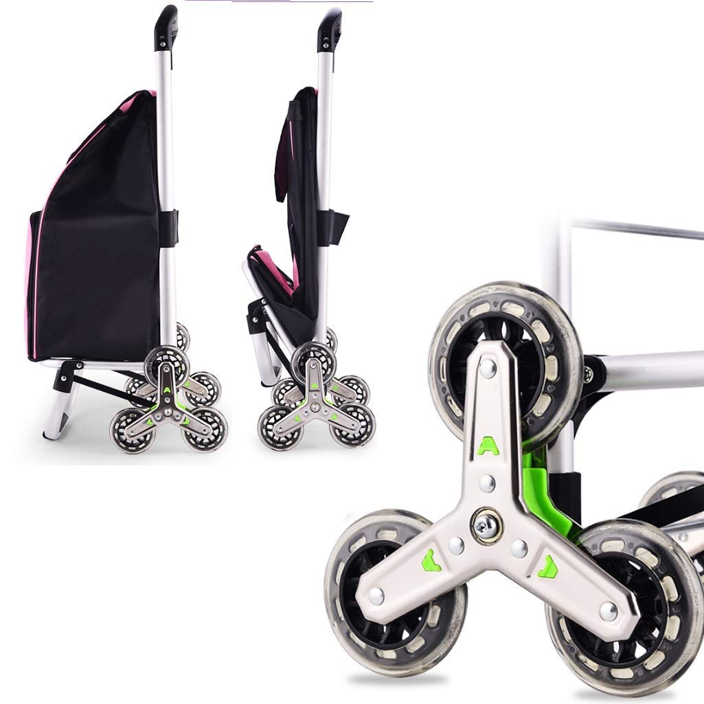 6-Wheel Collapsible Folding Wagon Cart - Lightweight Portable Shopping Trolley with Stair Climbing for Grocery, Market & Travel | Perfect for Outdoor Picnics, Beach Trips & Home Organization (Khaki)