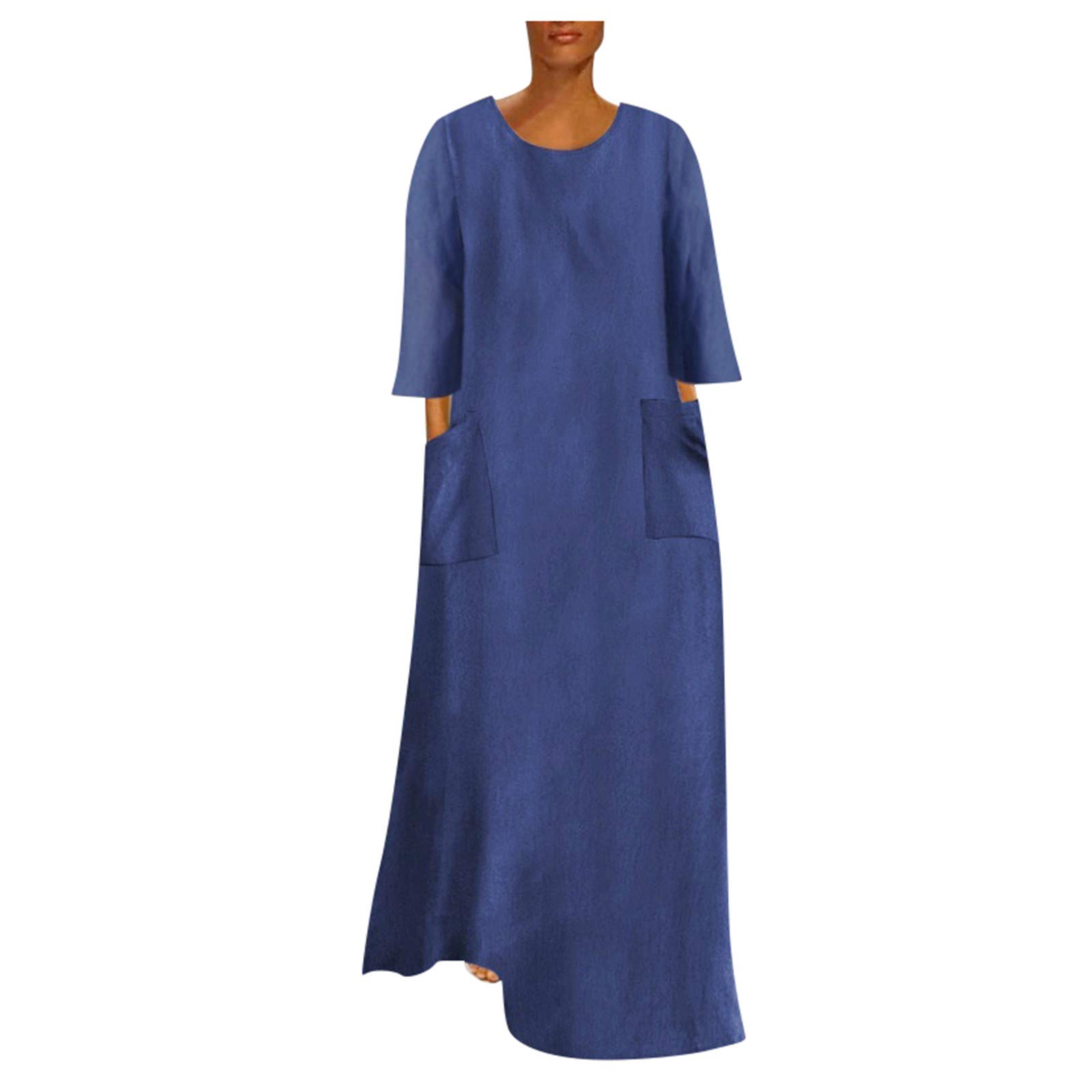 Women's Denim Maxi Dress - Loose Baggy Lapel Long Dress with Side Split for Summer Beach Wear | Casual Boho Outfit & Vacation Style