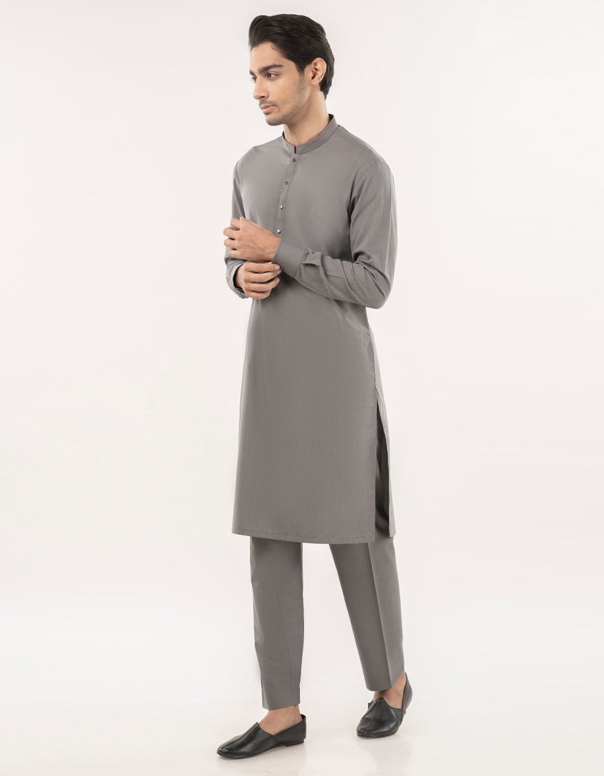 Stylish Blended Grey Kurta Trouser by J. Junaid Jamshed - Comfortable & Trendy Pakistani Ethnic Wear for Men - Perfect for Weddings, Festivals & Casual Outings