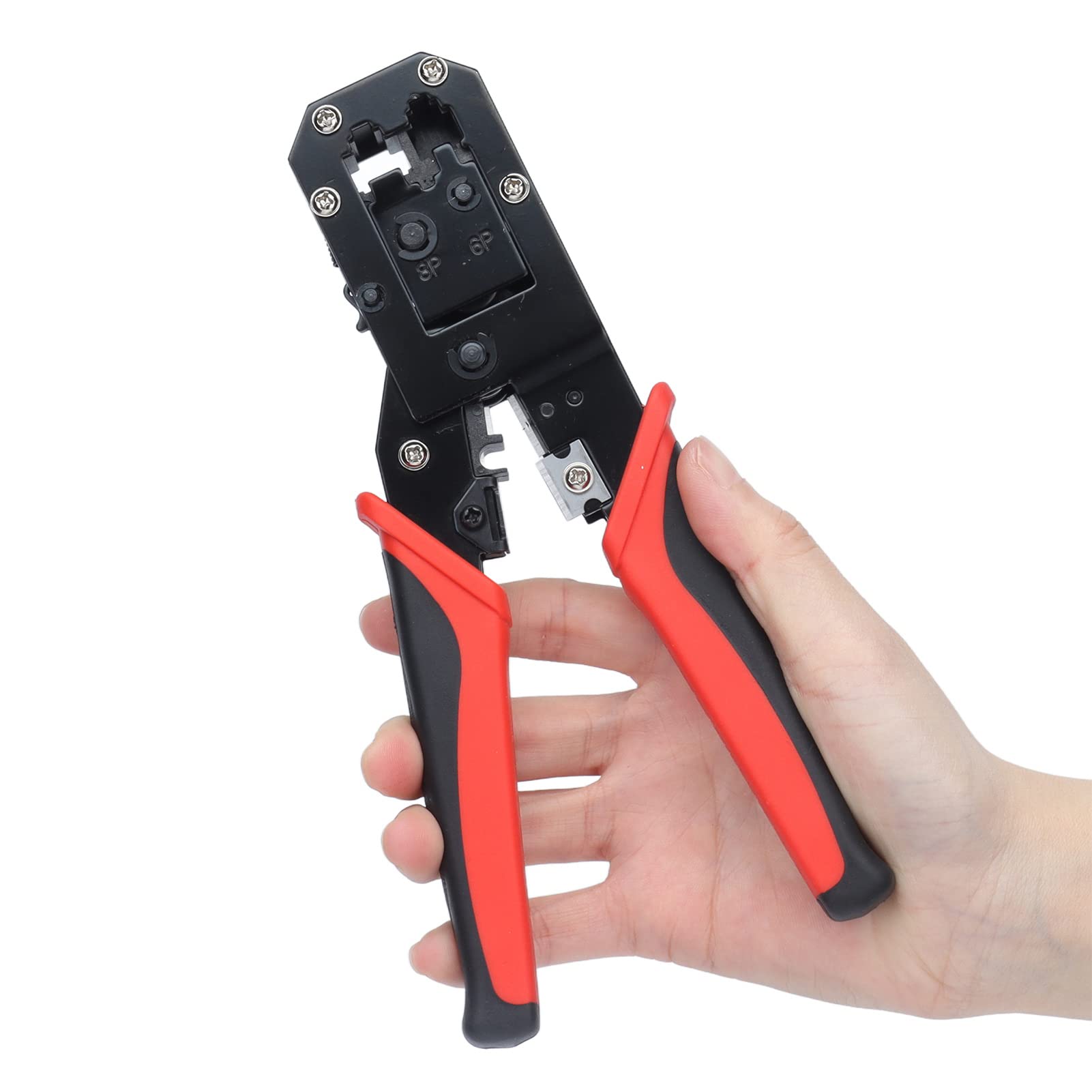 Walfront Ratchet Crimping Pliers - Self-Adjustable Ferrule Crimper Tool for 8P & 6P Terminals | Multi-Functional Wire Crimper for Electrical & DIY Projects | Perfect for Automotive, Home Wiring & Electronics Repair