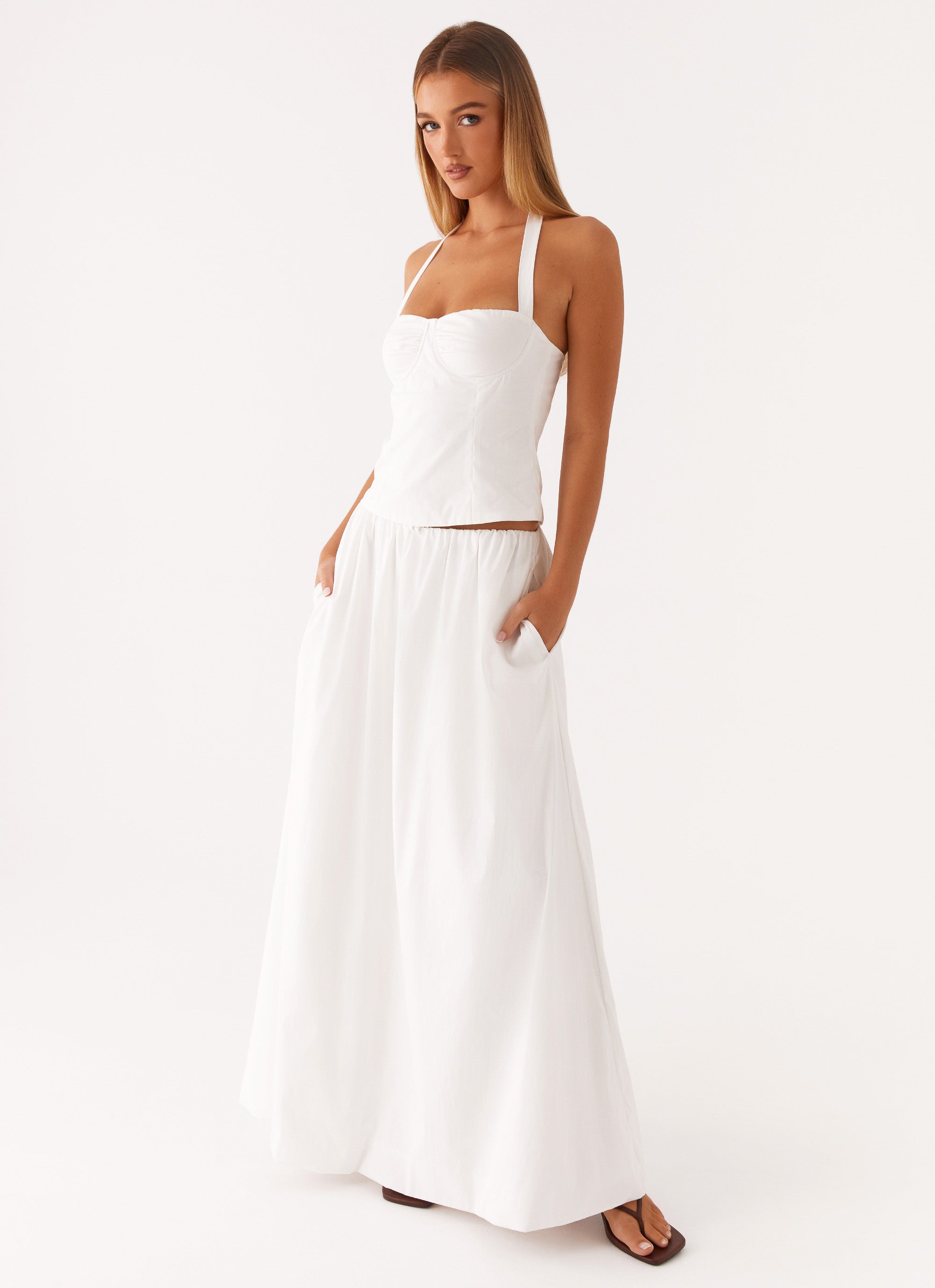 Cheryl Women's Maxi Skirt - Flowy White Long Skirt for Summer | Beach, Vacation & Casual Wear