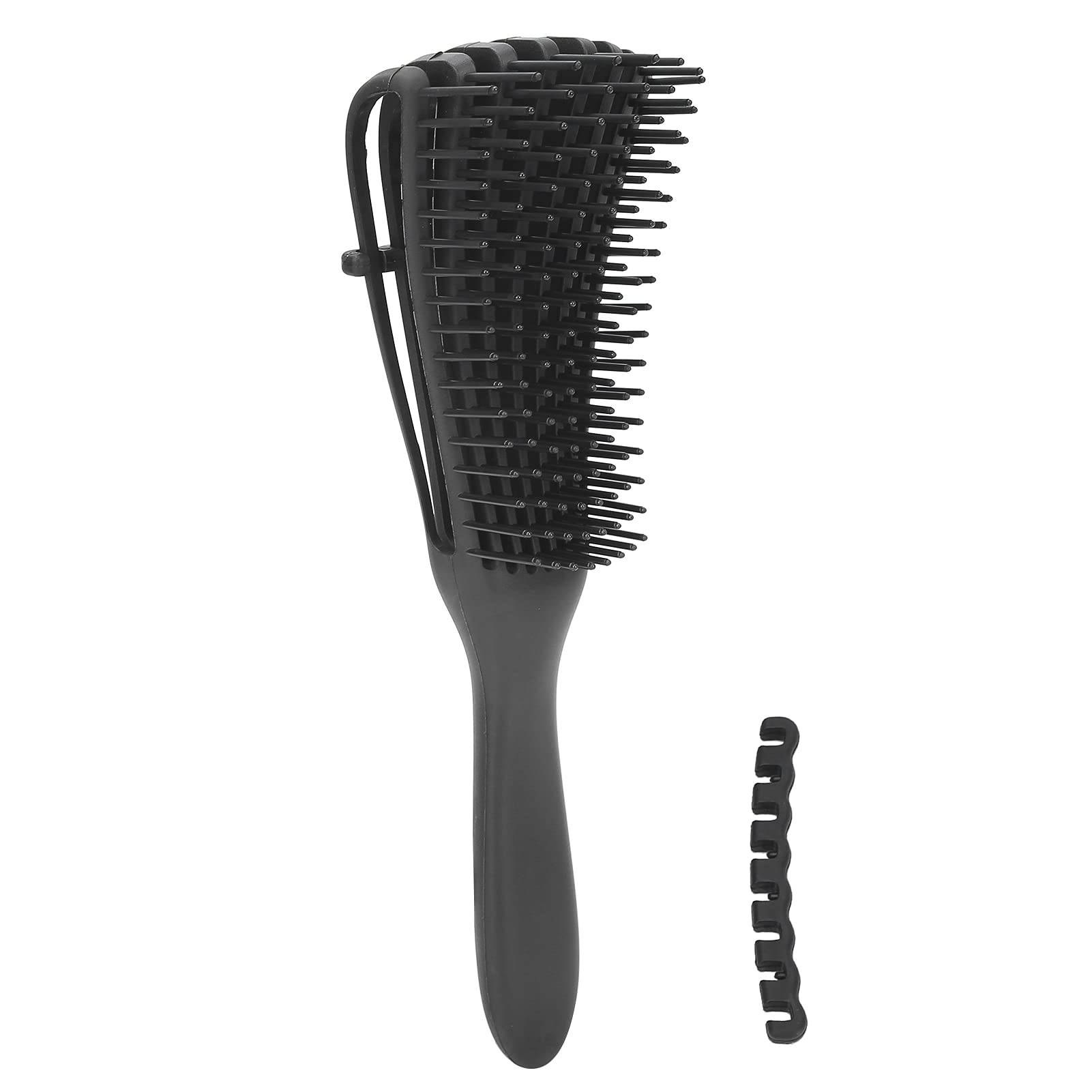 Pinsofy Detangling Hair Brush with Soft Rubber Handle - Gentle Styling Brush for Curly, Thick & Straight Hair - Works on Wet & Dry Hair (Black) - Perfect for Home, Travel & Salon Use