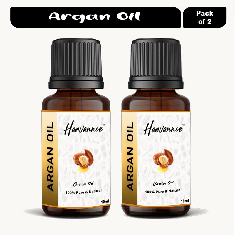 Pure Heavennce Argan Carrier Oil - Rich in Vitamin E & Anti-Aging Benefits for All Skin Types | Unisex Hair & Skin Care | 2-Pack (20ml Each) | Perfect for Face Moisturizing, Hair Treatment & Massage Therapy