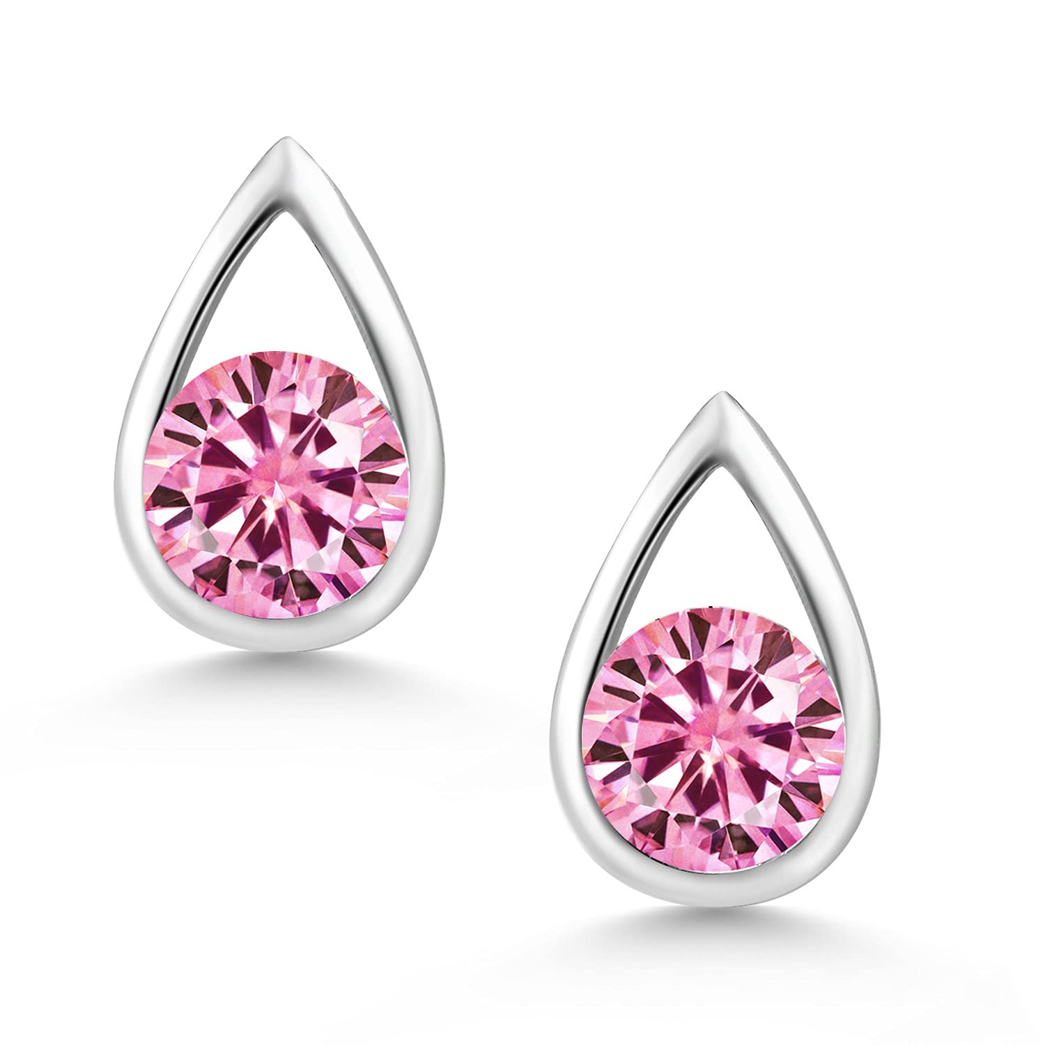 Gem Stone King Teardrop Stud Earrings for Women & Men - 925 Sterling Silver 5mm Round Gemstone Birthstone Jewelry - Perfect Gift for Her, Mom, Wife - Ideal for Weddings, Anniversaries & Everyday Wear