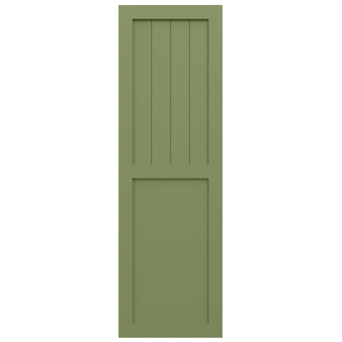 Ekena Millwork TFP101FC12X057MG True Fit PVC Farmhouse/Flat Panel Shutters - 12x57 Inch Moss Green (Pair, Hardware Not Included) | Perfect for Window Covering, Home Exterior Decor & Farmhouse Style Houses