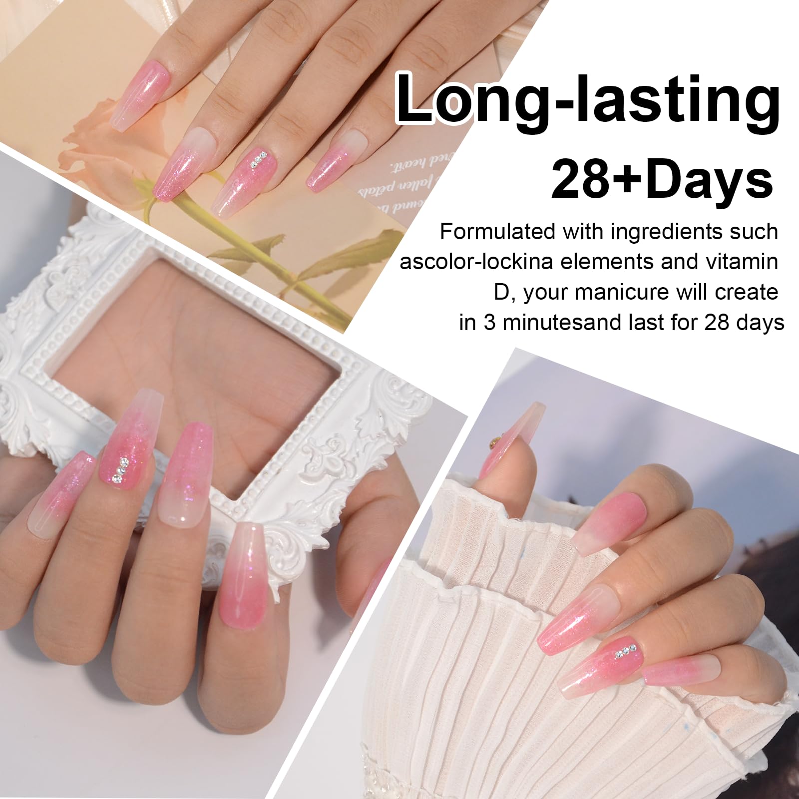 Glitter Pink Dip Powder for Nails - 1 Oz/28g No Lamp Needed, Spring & Summer Dip Nail Kit, Gel-Like Shine & Natural Dry Finish - Perfect for Nail Salon & DIY Manicures at Home