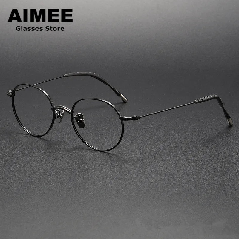 Aimee Unisex Full Rim Round Square Titanium Eyeglasses 14153 - Lightweight Durable Frame for Men & Women - Perfect for Reading, Work, and Everyday Use